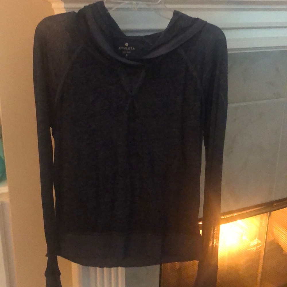 Athleta denim blue small LIGHTWEIGHT top with hood